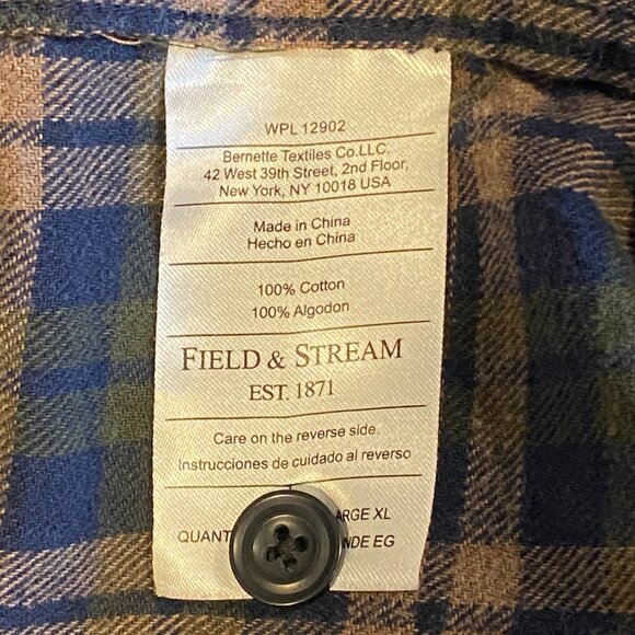 Field & Stream Plaid Cotton Flannel Button Down Shirt XL #51S - Picture 7 of 8